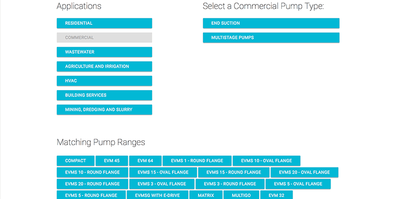 eCommerce industrial pump website design